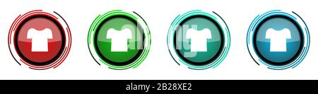 Shirt round glossy vector icons, set of buttons for webdesign, internet and mobile phone applications in four colors options isolated on white backgro Stock Vector