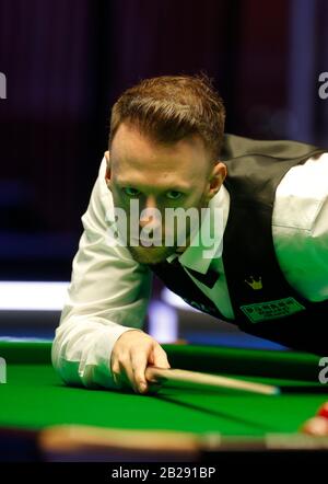 Waterfront, Southport, Merseyside, UK. 1st Mar, 2020. World Snooker Championship, Coral Players Championship; Judd Trump (ENG) at the table during his final against Yan Bingtao (CHN) Credit: Action Plus Sports/Alamy Live News Stock Photo