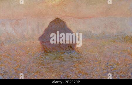 Grainstack, Sun in the Mist (1891) Painting by Claude Monet - Very high resolution and quality image Stock Photo