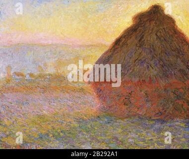 Grainstacks (Sunset), or, Haystacks (Sunset) (1891) Painting by Claude Monet - Very high resolution and quality image Stock Photo