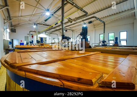 SCOTLAND, UNITED KINGDOM - MAY 30, 2019: Scottish traditional distillery producing alcoholic beverages. Stock Photo