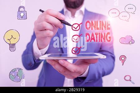 Writing Note Showing Online Dating. Business Concept For Practice Of 