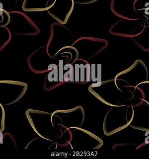 Beautiful seamless pattern with multi-colored flowers on black background. Blossom floral seamless pattern. Vector image. Stock Vector