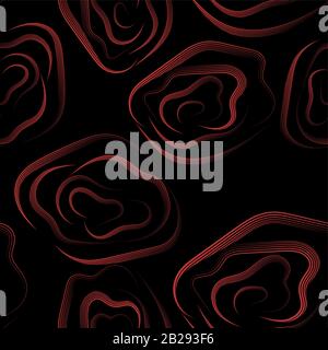Red rose. Beautiful seamless pattern on black backdrop. Flower seamless pattern. Stock Vector