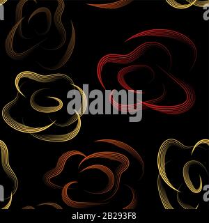 Beautiful seamless pattern with multi-colored flowers on black background. Blossom floral seamless pattern. Vector image. Stock Vector