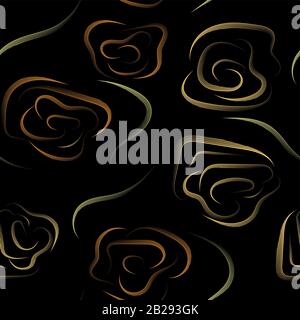 Beautiful seamless pattern with multi-colored flowers on black background. Blossom floral seamless pattern. Vector image. Stock Vector