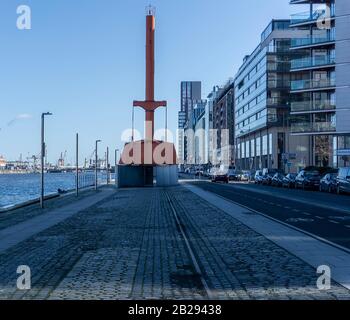 The Diving Bell on Sir John Rogerson’s Quay,Dublin, Ireland Designed by the Bindon Blood Stoney, entered service in 1871 and was in use until 1958. Stock Photo