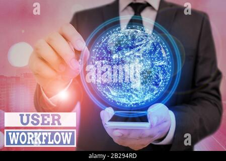 Handwriting text User Workflow. Conceptual photo orchestrated and repeatable pattern of business activity Elements of this image furnished by NASA Stock Photo