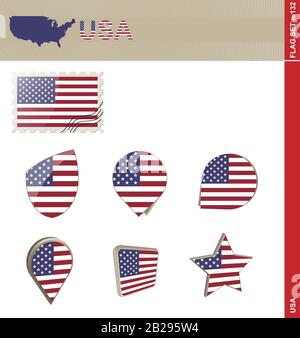 U.S. state of Washington Flag with Postage Stamp Vector illustration ...