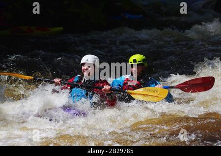 Whitewater playboaters June 2019 Stock Photo