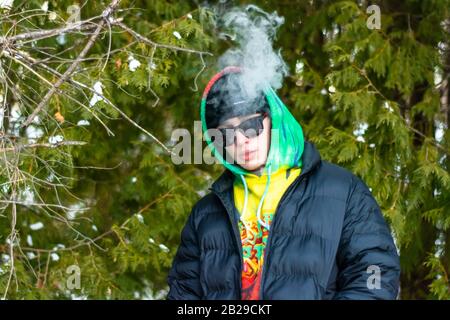 Male model modeling hoody and shirt Stock Photo