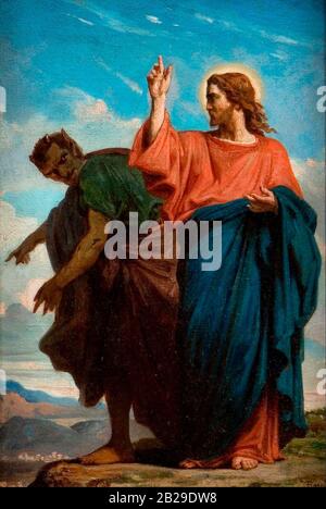 The Temptation of Christ by the Devil - Felix Joseph Barria, 1860 Stock Photo