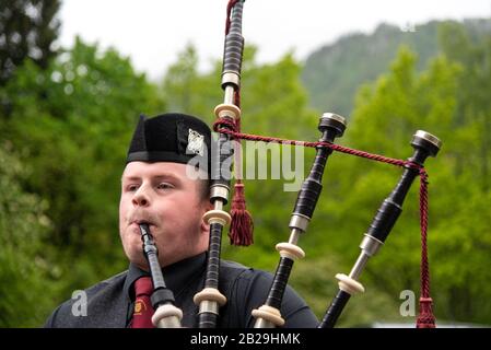 Bagpipe serenade in the Highlands of Scotland
