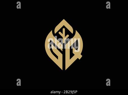 Initial letter G and Q with abstract leaf logo sign symbol Stock Vector