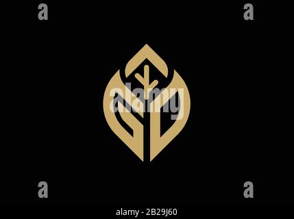 Initial letter G and O with abstract leaf logo sign symbol Stock Vector