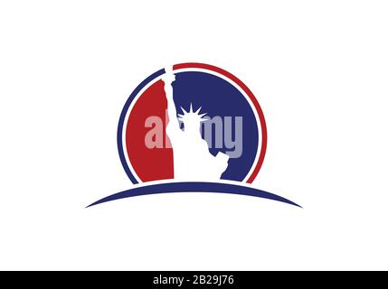 Memorial Day. Statue of Liberty on a white background. Emblem, logo. Vector. Stock Vector