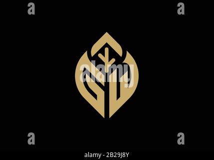 Initial letter G and w with abstract leaf logo sign symbol Stock Vector