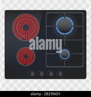 Surface of electric and gas hob Stock Vector