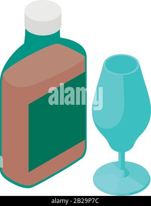 Whiskey icon, isometric style Stock Vector