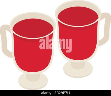 Hot drink icon, isometric style Stock Vector