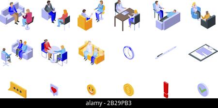 Psychologist icons set, isometric style Stock Vector