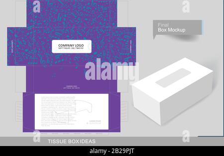 Abstract music notes pattern on tissue box, template for creative business purpose, place your text and logos and ready to go for print Stock Vector