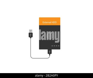 External hard disk drive icon. Vector illustration, flat design. Stock Vector