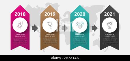 Vector banner infographics. Arrow business concept with 4 options and steps. Four steps can be used for diagrams, flowchart, timeline, business report Stock Vector