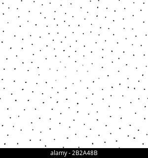 Black dots hand drawn vector background. Seamless pattern with randomly placed spots on white. Backdrop drawing irregular small polka dots. Monochrome Stock Vector