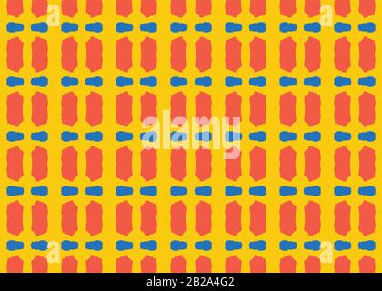 Vector abstract geometric seamless pattern, background texture. In yellow, red and blue colors. Stock Vector