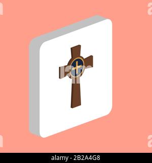 Tombstone Cross Simple vector icon. Illustration symbol design template for web mobile UI element. Perfect color isometric pictogram on 3d white squar Stock Vector