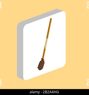 Broom Simple vector icon. Illustration symbol design template for web mobile UI element. Perfect color isometric pictogram on 3d white square. Broom i Stock Vector