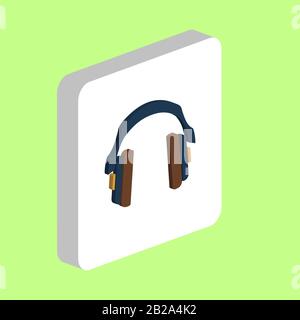 Headphones Simple vector icon. Illustration symbol design template for web mobile UI element. Perfect color isometric pictogram on 3d white square. He Stock Vector