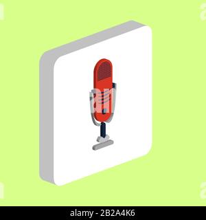 Music Microphone Simple vector icon. Illustration symbol design template for web mobile UI element. Perfect color isometric pictogram on 3d white squa Stock Vector