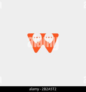 Letter W Chat Logo Design Template Vector Stock Vector