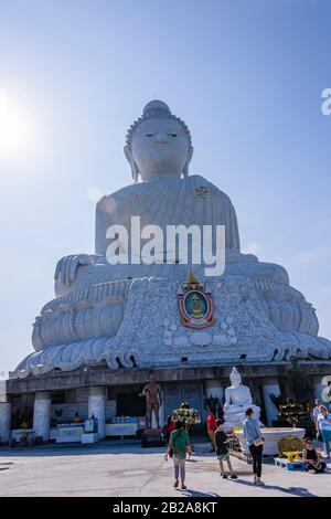 Marble clad Big Buddha, or The Great Buddha of Phuket, a seated Maravija Buddha statue in Phuket, Thailand.