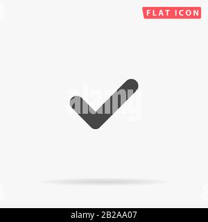 Check flat vector icon. Glyph style sign. Simple hand drawn illustrations symbol for concept infographics, designs projects, UI and UX, website or mob Stock Vector