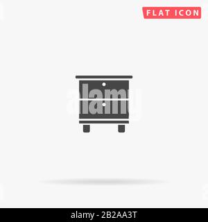 Bedside Table flat vector icon. Glyph style sign. Simple hand drawn illustrations symbol for concept infographics, designs projects, UI and UX, websit Stock Vector