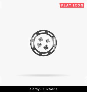 Casino, Poker Chip flat vector icon. Glyph style sign. Simple hand drawn illustrations symbol for concept infographics, designs projects, UI and UX, w Stock Vector
