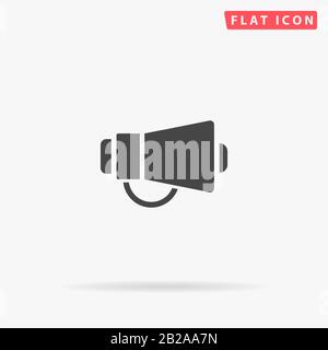 Megaphone flat vector icon. Glyph style sign. Simple hand drawn illustrations symbol for concept infographics, designs projects, UI and UX, website or Stock Vector