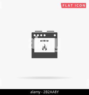 Gas Cooker, Stove flat vector icon. Glyph style sign. Simple hand drawn illustrations symbol for concept infographics, designs projects, UI and UX, we Stock Vector