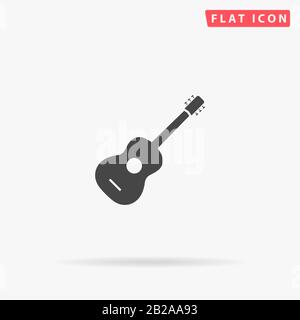 Guitar flat vector icon. Glyph style sign. Simple hand drawn illustrations symbol for concept infographics, designs projects, UI and UX, website or mo Stock Vector
