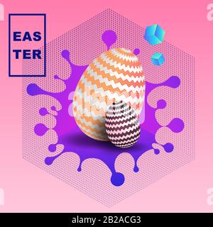 Abstract easter card. Easter egg with geometric ornament Stock Vector