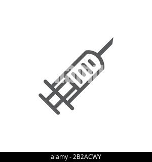 Syringe line icon on white background Stock Vector