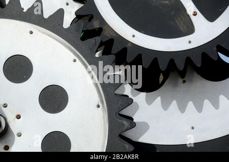 Cogs of Mechanical Water Clock or Time Piece Contraption Using Flowing Water & Series of Cogs or Gears Stock Photo