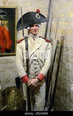 French Soldier in Uniform or French Infantryman from Napoleonic Period in Military Museum, Musée de l'Empéri, Salon-de-Provence Provence France Stock Photo