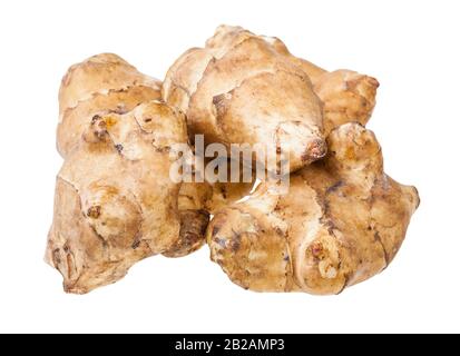 several raw tubers of jerusalem artichoke (sunroot) isolated on white background Stock Photo