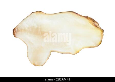 cross-section of raw tuber of jerusalem artichoke (sunroot) isolated on white background Stock Photo
