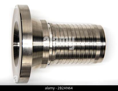 Details for high-pressure hoses, stainless steel hose fitting.  Stock Photo