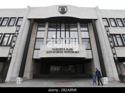 Bratislava, Slovakia. 29th Feb, 2020. The seat of the National Council of Slovakia is seen on day of Slovak general elections, on February 29, 2020, in Bratislava, Slovakia. Credit: Ondrej Deml/CTK Photo/Alamy Live News Stock Photo